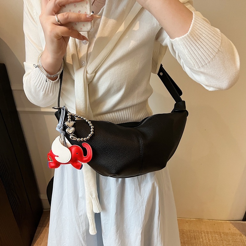 designer Korean Style 2025 Spring New Vintage Simple Pleated Dumpling Bag Ins Women's Bag Trendy Shoulder Bag Crossbody Horn Bag