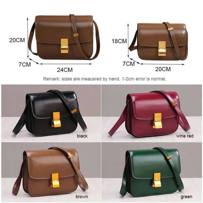 Famicare Women Split Leather Flap Shoulder Bag Lady Fashion Vintage Small Square Messenger Female Box Handbag