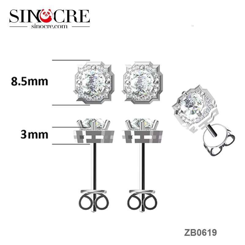 Square Shape Luxury Moissanite Diamond Stud Earrings Women Luxury Mossinate Earrings Wholesale Christmas Gift