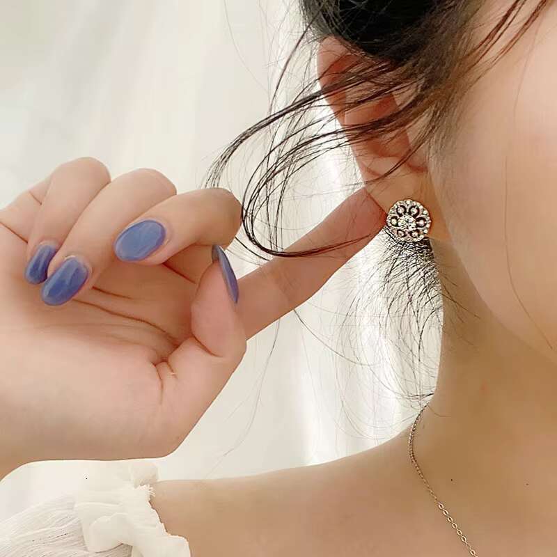 Womens Trendy Original 925 Sterling Silver Flower Earrings Fashionable Personalized Jewelry National Trend Exquisite Inspired