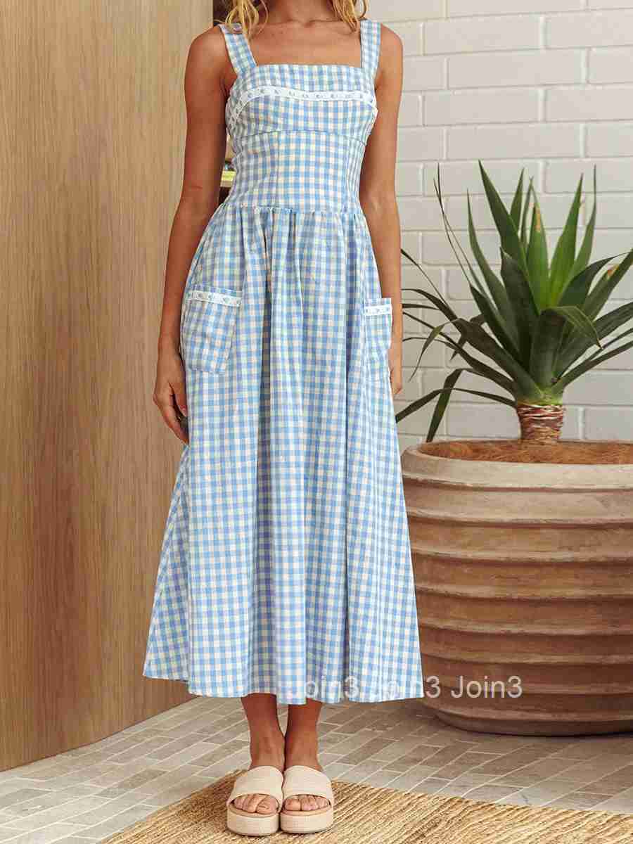 Womens Sleeveless Floral Print Maxi Dress with V-neckline and Adjustable Spaghetti Straps for Summer Beach Party