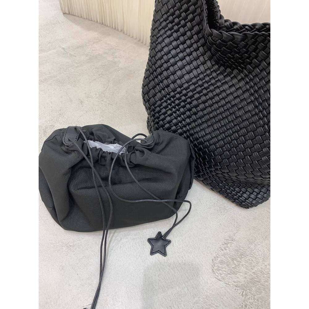 Design Spring Summer Champagne Color Woven Tote Large Capacity Commuter Handbag Shoulder Bag Women Fashion