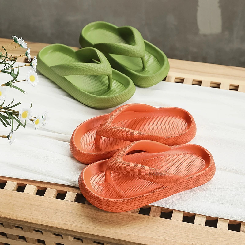 Flip Flops Summer Casual Thong Beach Slippers Outdoor Beach Sandals EVA Flat Platform Comfy Shoes Women Couple Thick Soled 250605