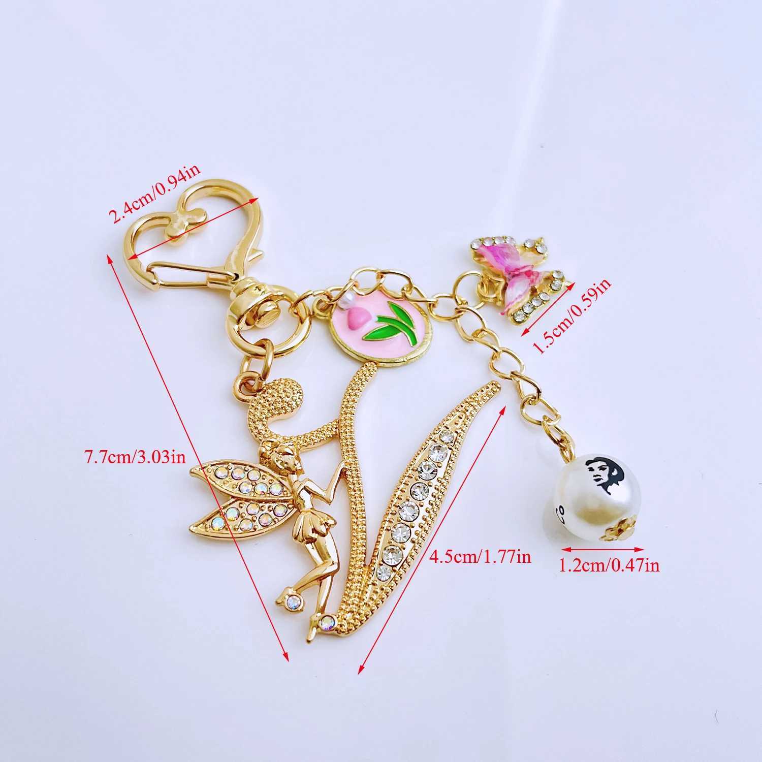 Boutique Angel A-Z 26 Initial Letters Tulip Butterfly Keyring Crystal Keychain Bag Pendant Mothers Day Gift Women Girl Jewelry XJ250607