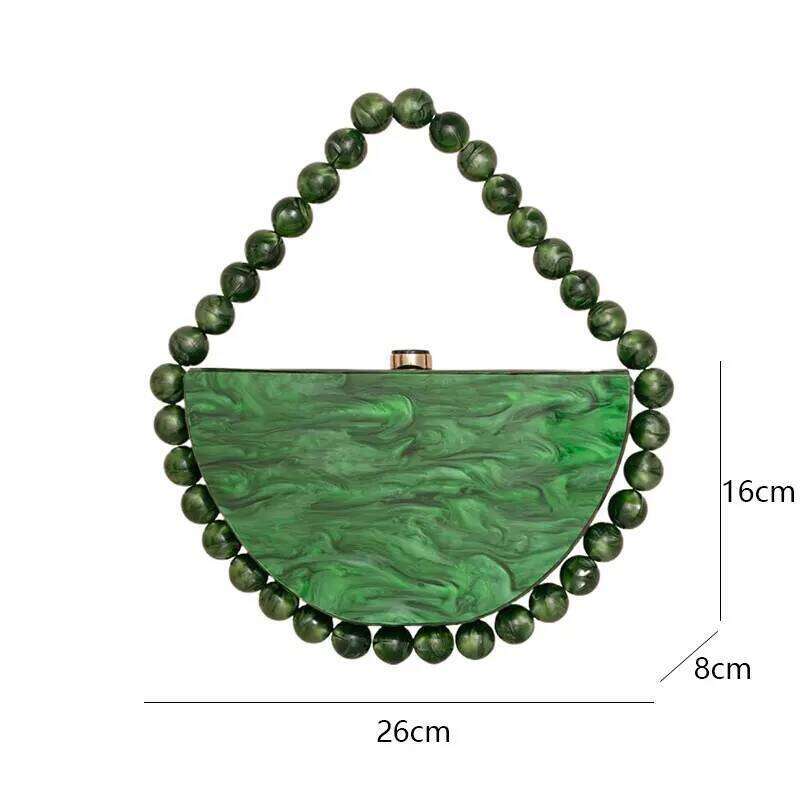 Evening Bag New Pearl Leopard Acrylic Semi-Circular Clutch Vintage Beaded Handbag Hand Bags For Women 2025 Design Bride