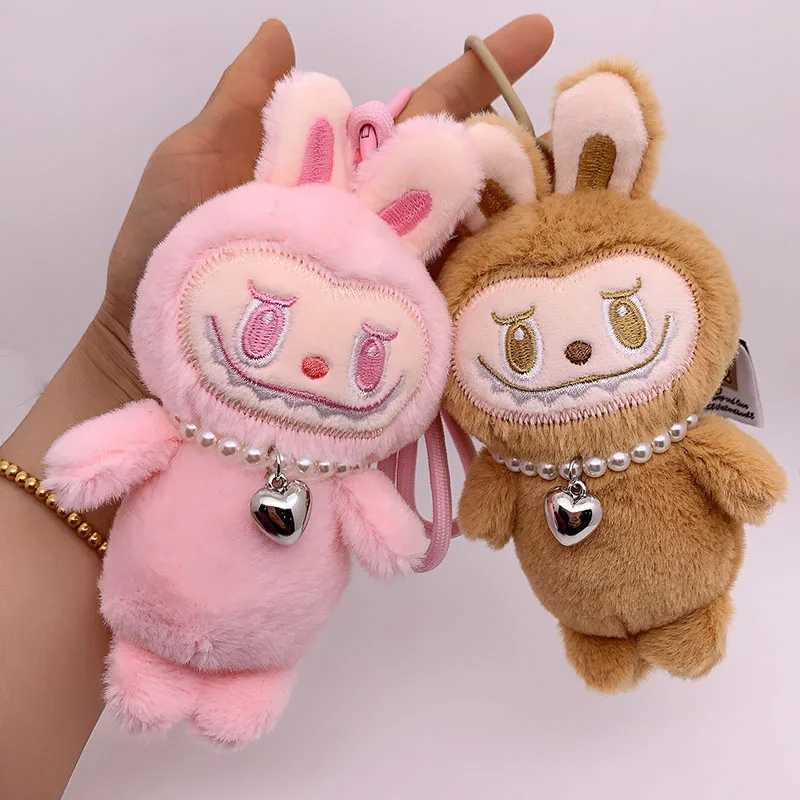 17cm New Cartoon Labubu Plush Pendant Kawaii Keychain Doll Student Schoolbag Pendant Backpack Car Hanging Doll Girl Boy Gift Toy XJ250607