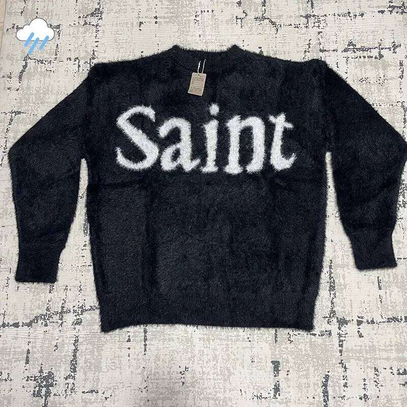 24Fw Top Quality Casual Fashion Knitted Sweatshirts Men Women Classic Letter Jacquard Saint Sweater Loose Pullovers