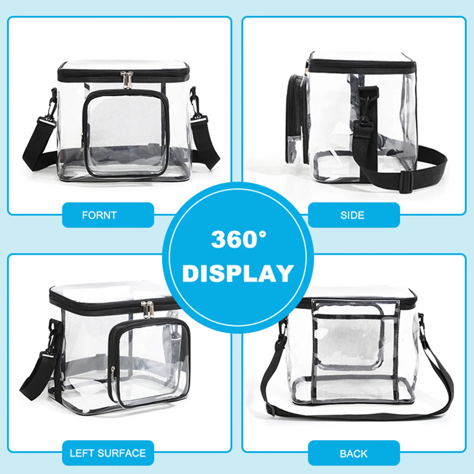 Pvc WomenS Bags Lunch Bag Portable Large Capacity Waterproof Travel Wash Bags Transparent Shoulder Crossbody Handbag For Women 250603