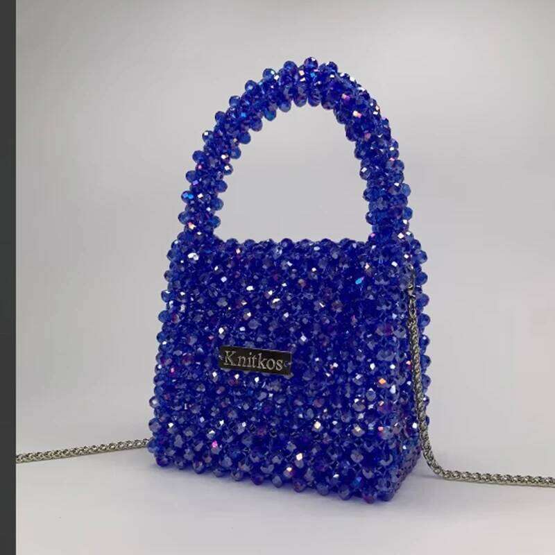 Advanced Shining Crystal Handbag 2024 New Handwoven Beaded Chain Crossbody Bags Fashion Small Banquet Bag Customization