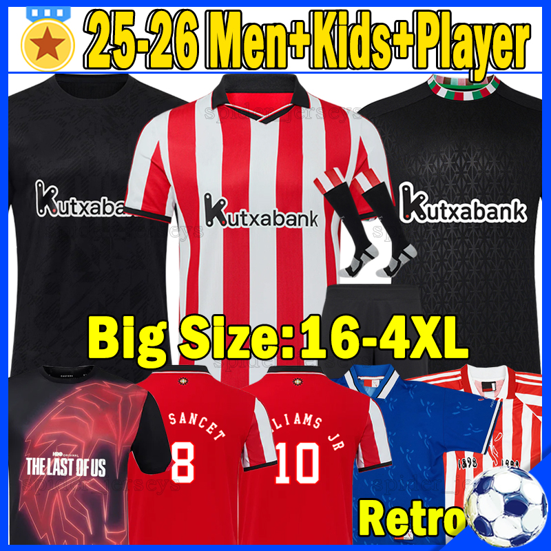 XXXL 4XL 25 26 bilbao Soccer Jerseys retro 1984 87 1995 97 99 2001 03 08 2011 12 O.SANCET WILLIAMS JR Football Shirts 2025 2026 GURUZETA Goalkeeper Men Uniforms Kids Kits