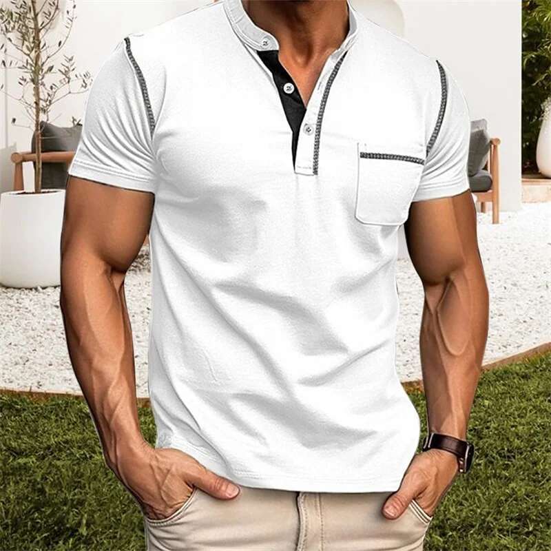 Mens Lightweight V-neck T-shirt Breathable Fit Short Sleeve Casual Tee Soft Comfortable Summer Tops with Pocket