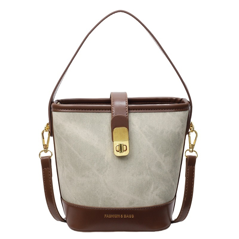 designer 2025 New Stylish Color-Block High-End Handheld Bucket Bag Fashion Simple Versatile Commuter Women's Crossbody Bag