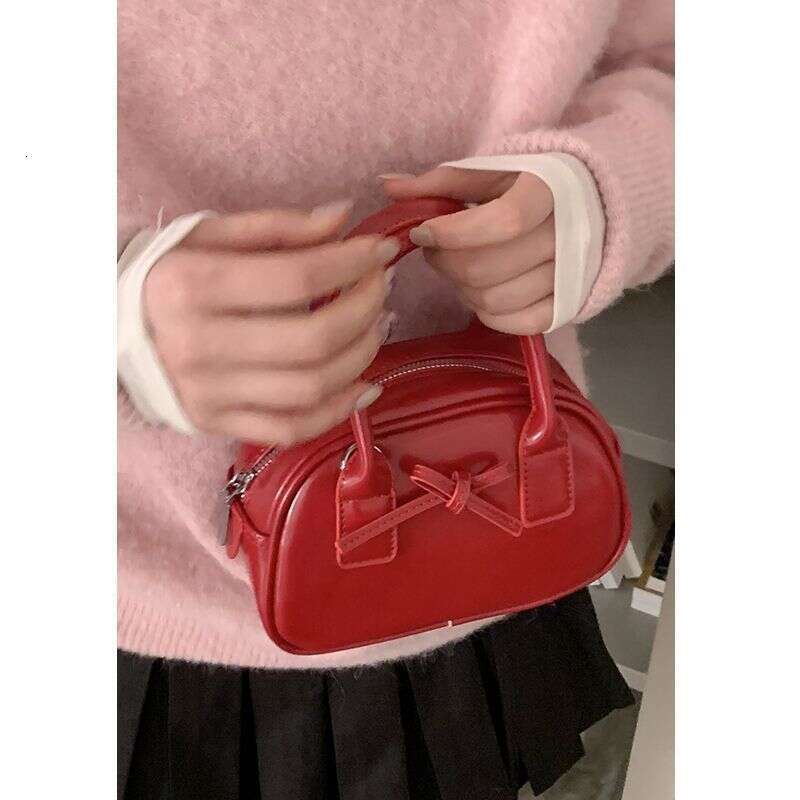 2025 Korean Style New Trend Spring Summer Fashion Versatile Crossbody Small Shoulder Handheld Bowknot Red Bag