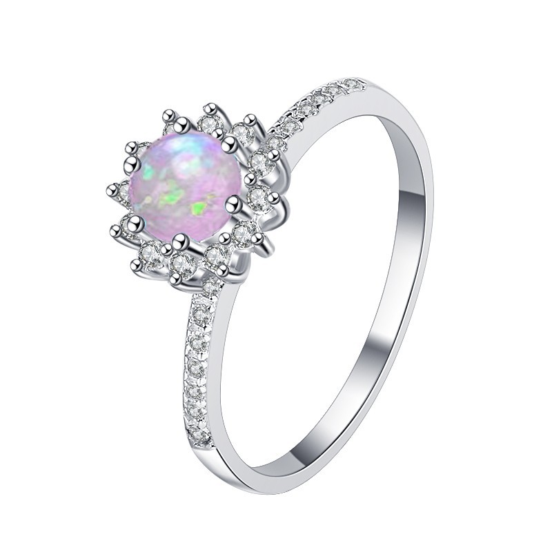 S925 Sterling Silver Moonstone Ring with Opal and Multi-Color Gemstones, Fashionable Jewelry for Women, Perfect for Special Occasions, Cross-Border Wh