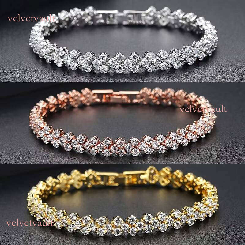 Stainless Steel Crystal 3 Colors Fashion Roman Style Women's Bracelet