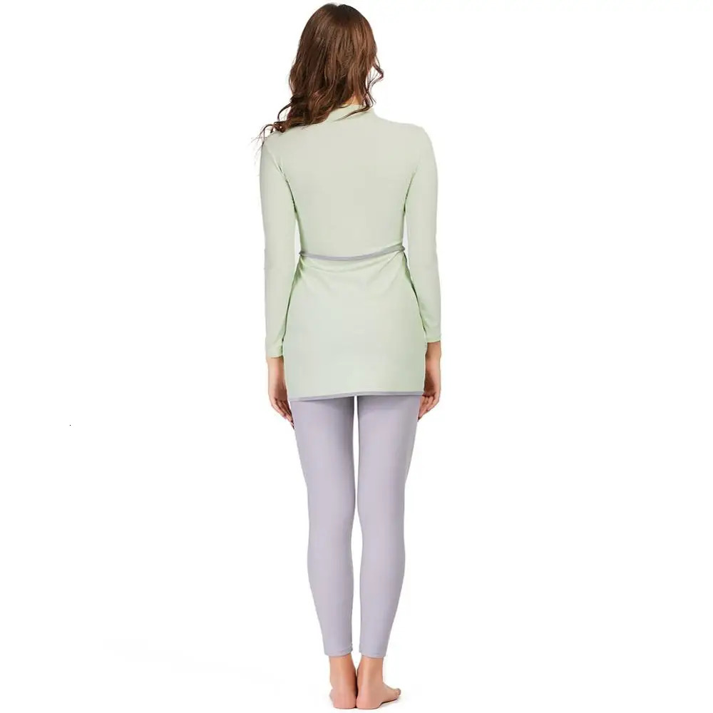 Muslim Swimwear Women Modest Patchwork Hijab Long Sleeves Sport Swimsuit 3pcs Islamic Burkinis Wear Bathing Suit 250605