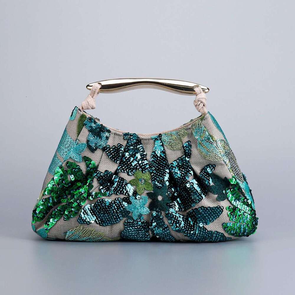 Women's Unique Evening Bag Pleated Handbag 2025 New High-End Shark Fin Sequin