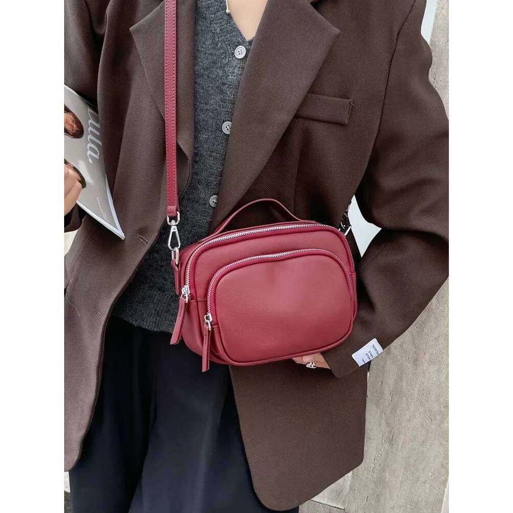 100% Genuine Leather Handle Crossbody Bag Women Shoulder 2025 Handbags Designer Purses Female Solid Color Small Bags