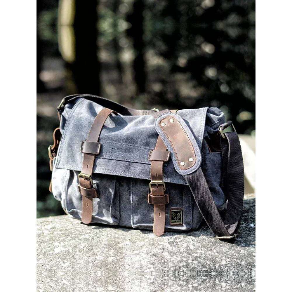 Large size Canvas Leather Men Messenger Big Satchel Shoulder Bags Male Laptop Briefcase Travel Handbag