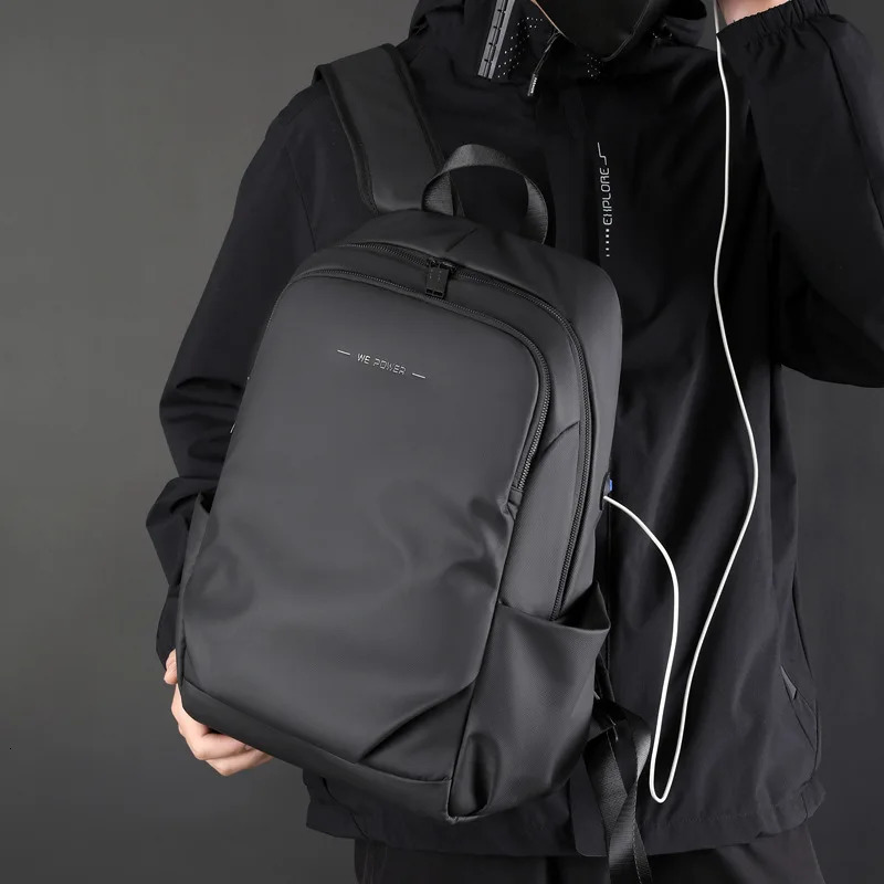 Nylon Mens Backpack Oxford Waterproof Package Earphone Hole Slim Bag for Men Travel Male Female Backpack 250605