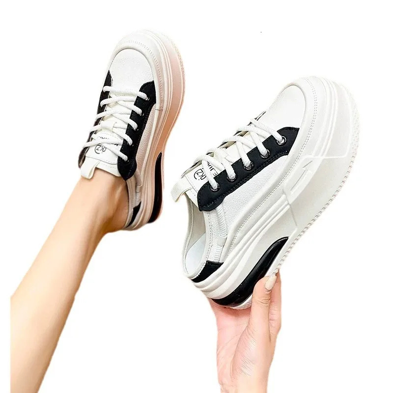 Womens Leather BaoTou Half Slippers Spring Summer Outdoor Leisure Slippers Thick Soled Womens Shoes 250603