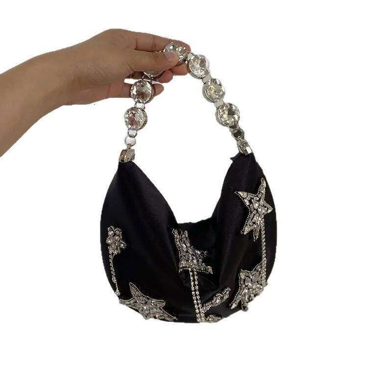 Elegant Star Fringe Rhinestone Shoulder Bag Stylish Quilted Crossbody Clutch Vintage Evening Party Wedding Dinner Bags