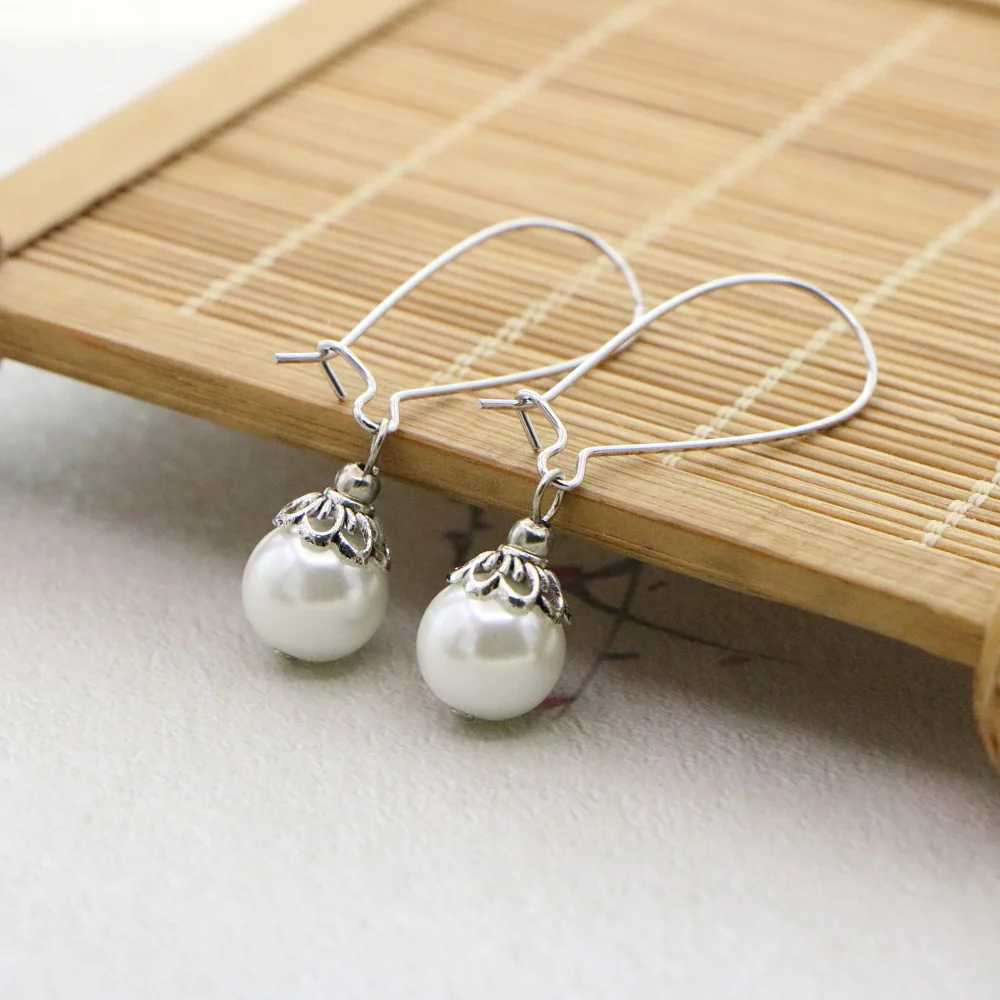 Pearl Necklaces Set for Women Girls 10mm White Round Shell Pearl Beads Necklace Earrings Jewelry Mothers Day Gift Z250607