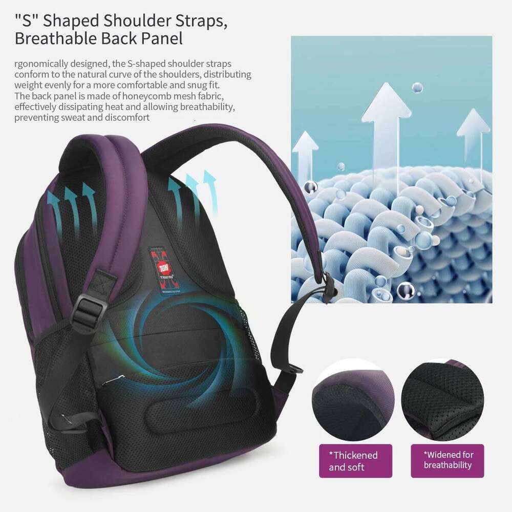 Tigernu Fashion Women Purple Anti Theft 15.6Inch Laptop Female Waterproof Travel School Backpack Bags