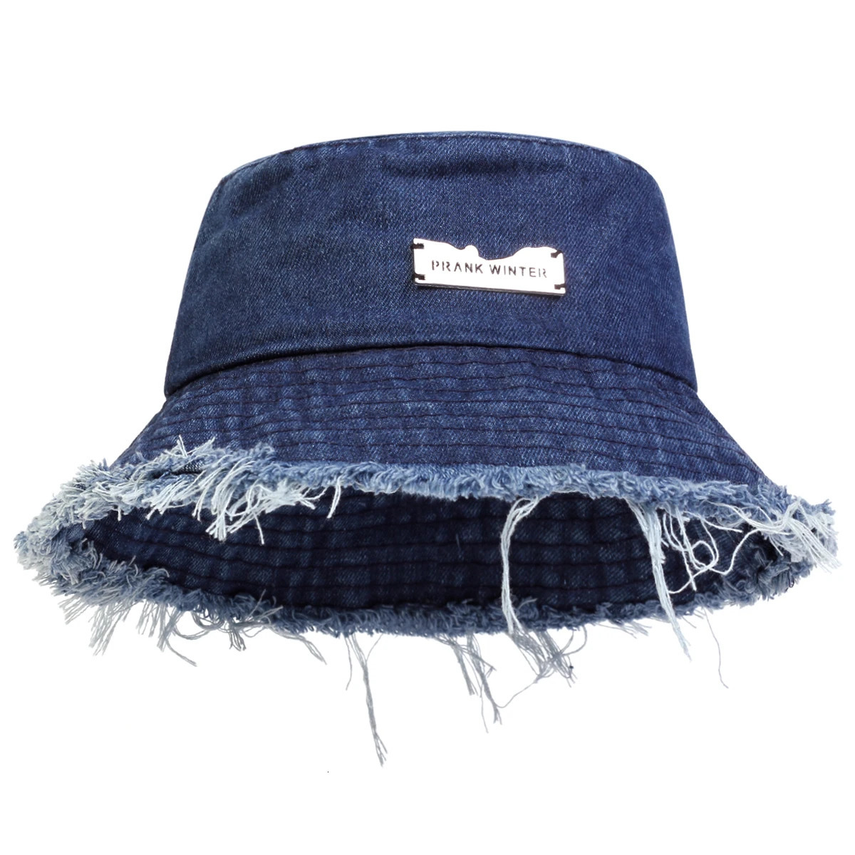 1piece Unisex PRANK Vintage Edge Holes Denim Bucket Hat Outdoor Sunscreen Leisure Hat Spring Autumn Travel Tourism Vacation 250605