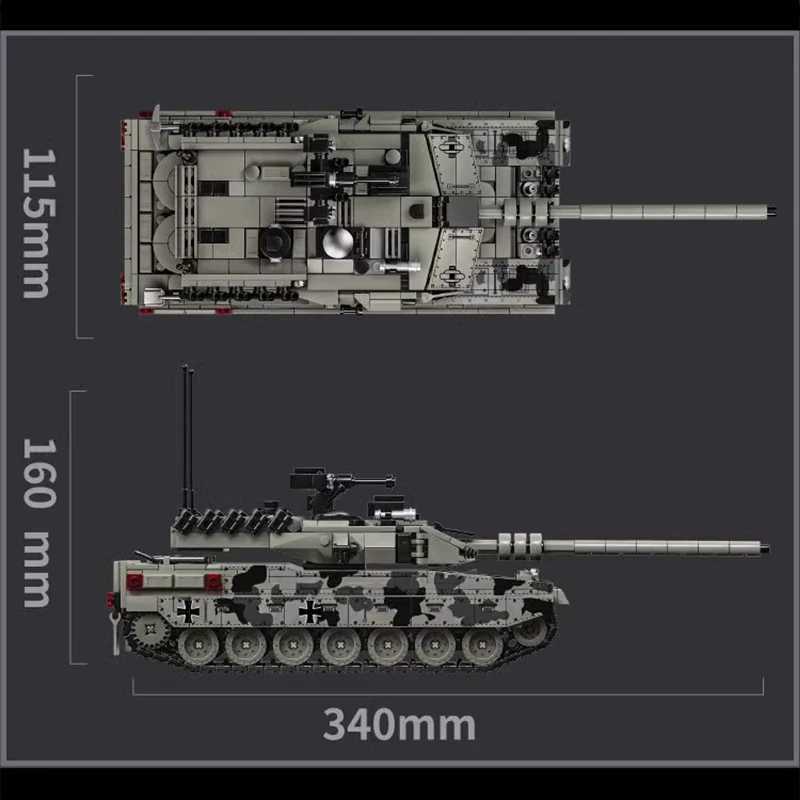 Military WW2 Leopard 2A7 Heavy Tank Building Blocks Technical Merkava Main Battle Tank Army Weapons Bricks Toy For Children Gift Z250607