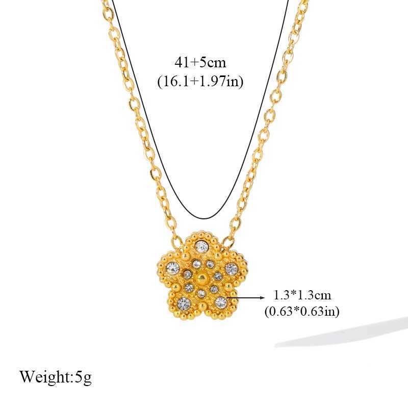 EILIECK New Fashion Stainless Steel White Zircon Necklace Earrings Set For Women Trendy Flower Jewelry Set Gift Z250607