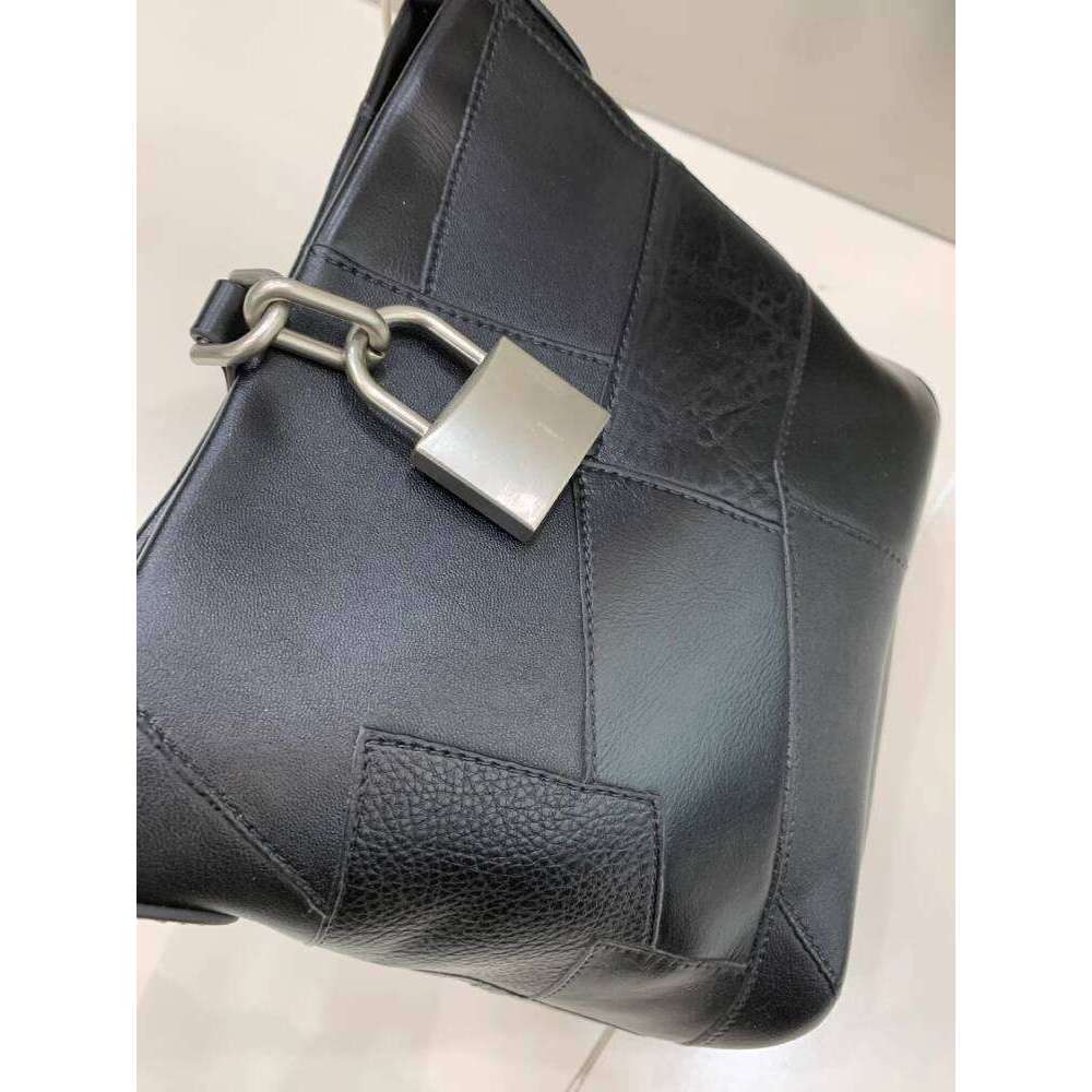 Niche Design Stone Pattern Soft Leather Patchwork Large Gold Lock Bucket Handbag Fashion Versatile Trendy Shoulder Crossbody Women s Bag