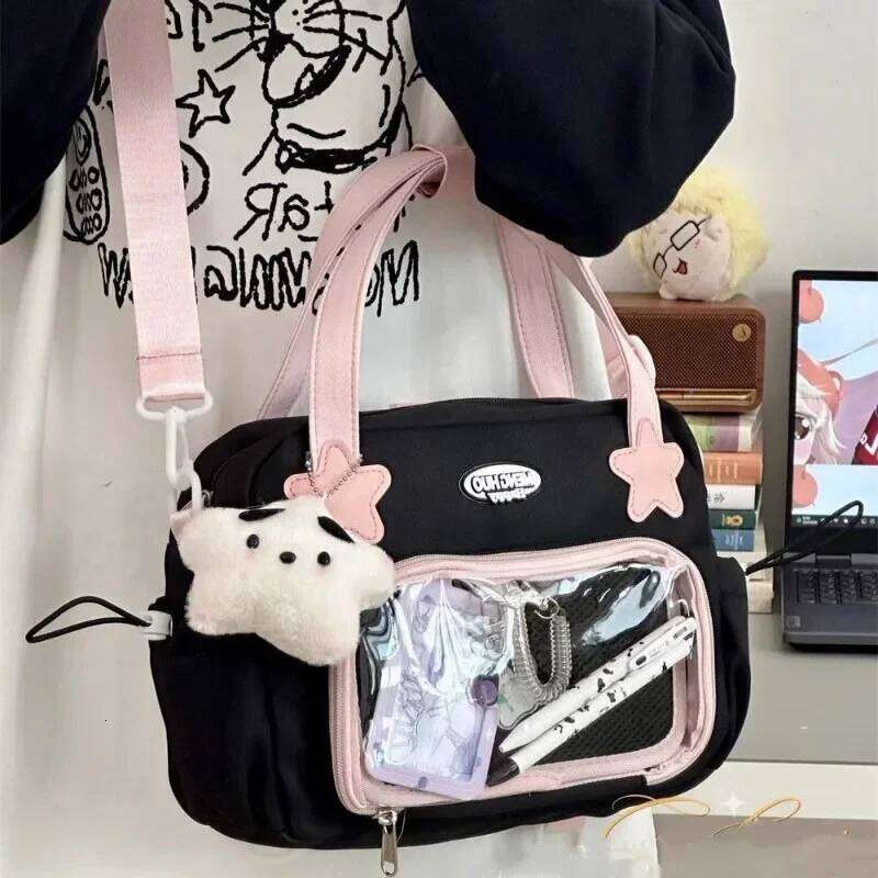Xiuya Japanese JK Handbags For Women Cute Sweet Shoulder Fashion White Lolita Ita Kawaii Versatile Collegiate Style Bag