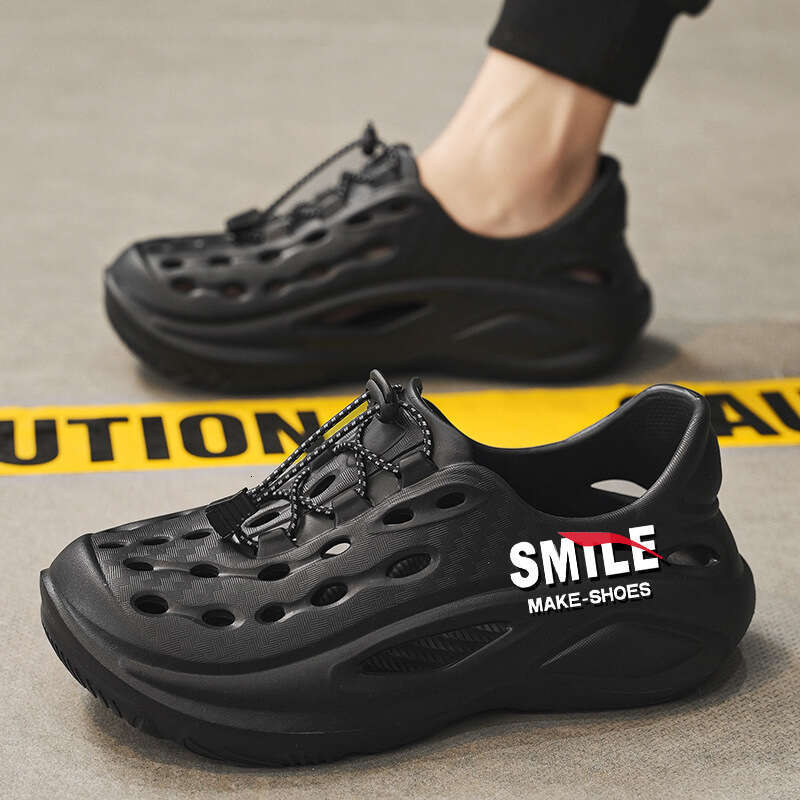 Thick-Soled Large Size Men, Summer Outdoor EVA Sports Cushioning Hole Shoes, Beach Sandals for Men