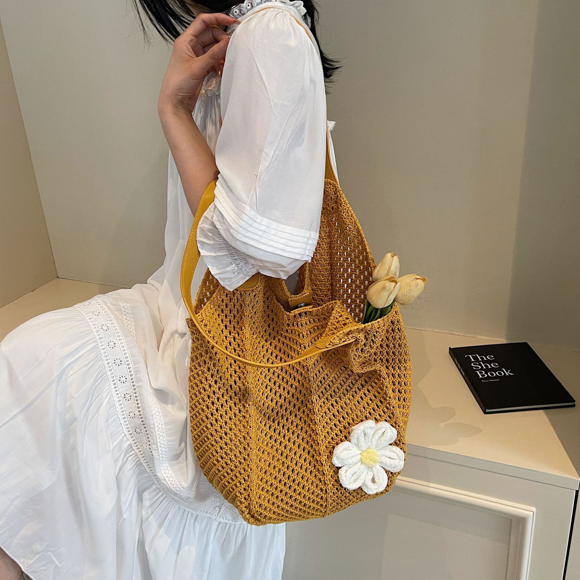 designer Forest Style Artistic Beach Vacation Travel Bag 2025 New Handwoven Large Capacity Shoulder Tot