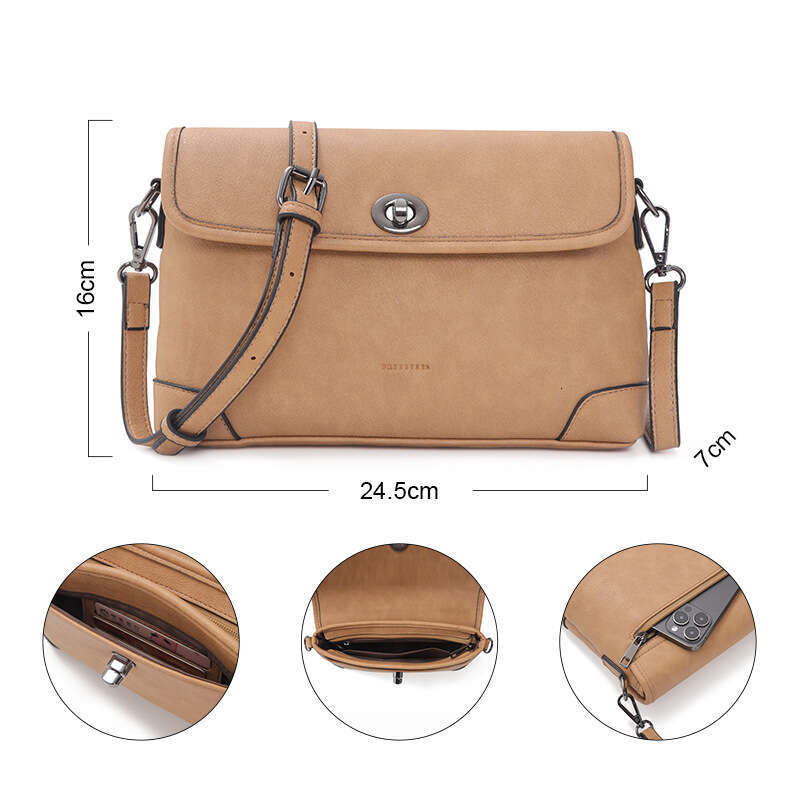 Fashion Rotating Buckle Solid Color Small Square American Style Shoulder High-end Commuter Handmade Crossbody Bag