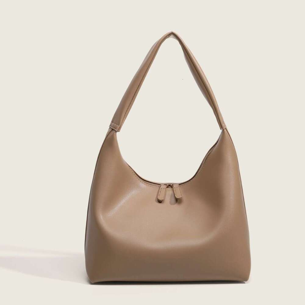 Milk Tea Color Bag for Women, Commuter Large Capacity Shoulder Underarm Summer Korean Retro Soft Leather Tote Bag, 2025 Elegant Versatile New Trendy I