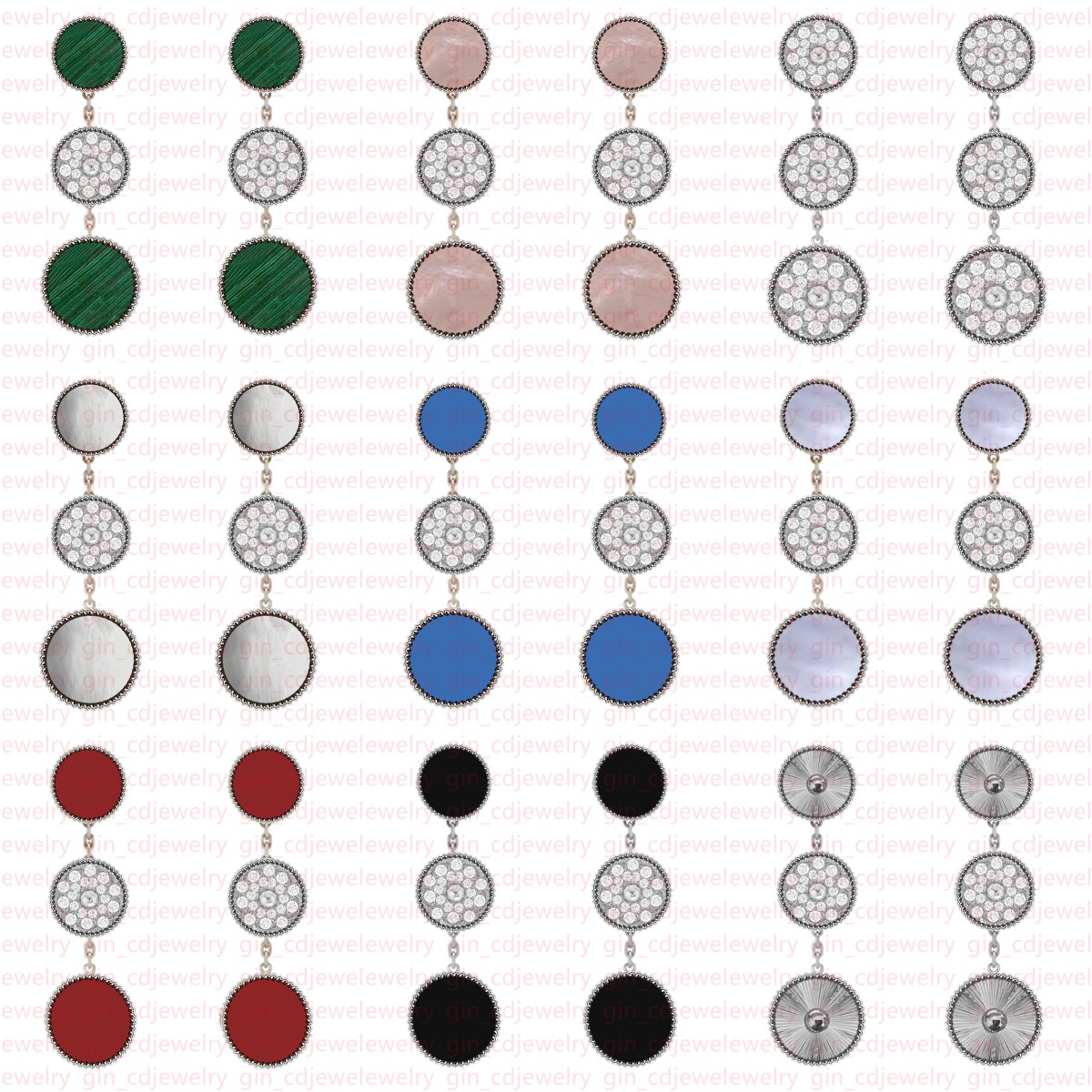 Classic lucky 3 flower j diamond earrings plated with 18k white gold suitable for women and girls Valentine's Day Mother's Day Christmas engagement jewelry gift