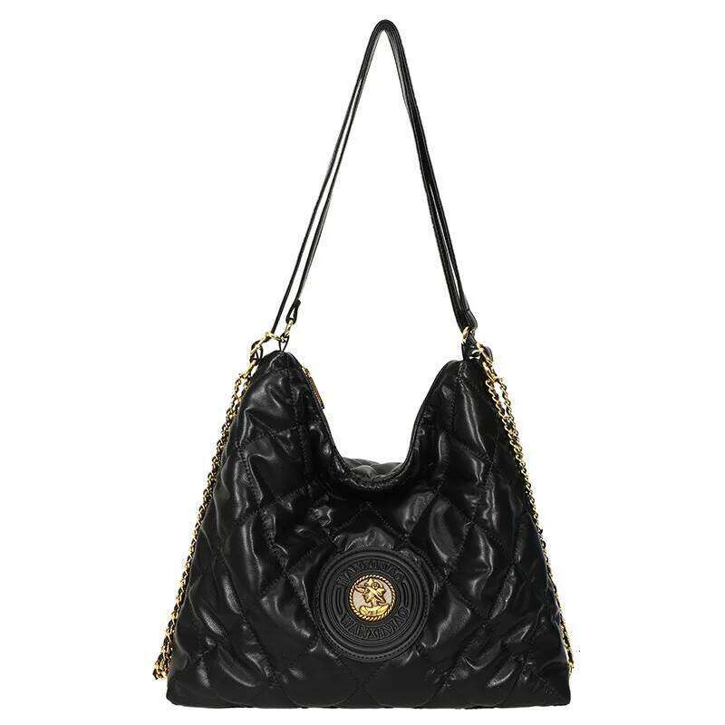 Single Double Shoulder, Crossbody Tote Bag, Dia Grid Embroidered Thread Casual Women's Bag