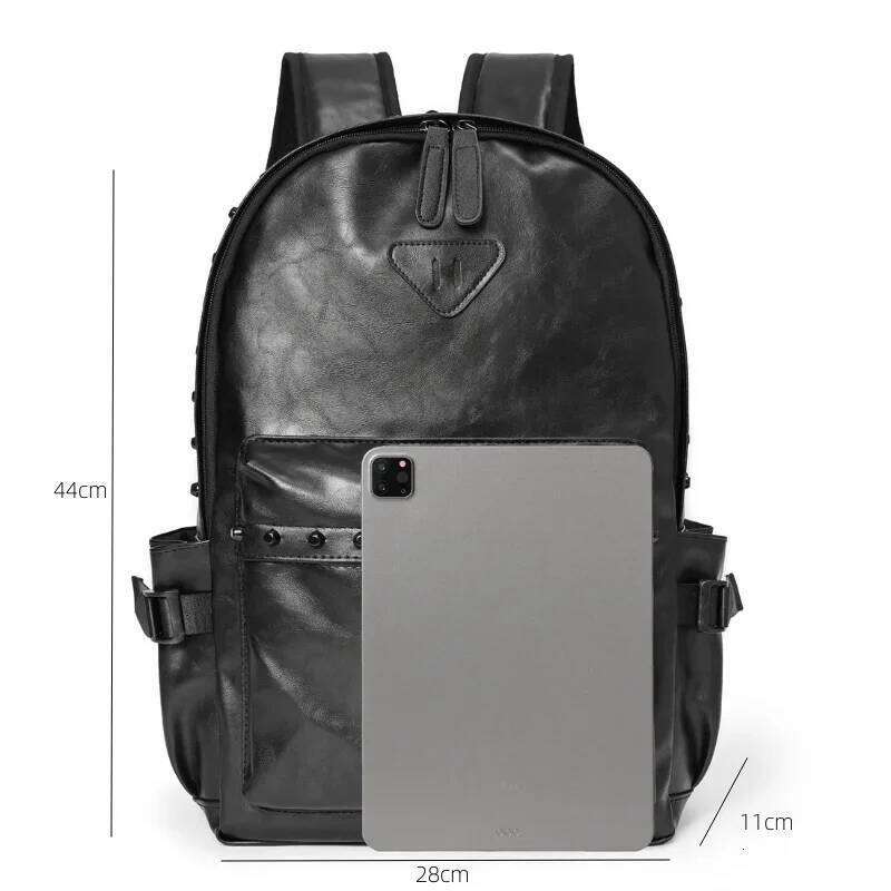 Designer Bag Fashion Rivets Men PU Leather S Backpack Large Capacity Travel Multi Pocket Laptop Bag Schoolbags Pack