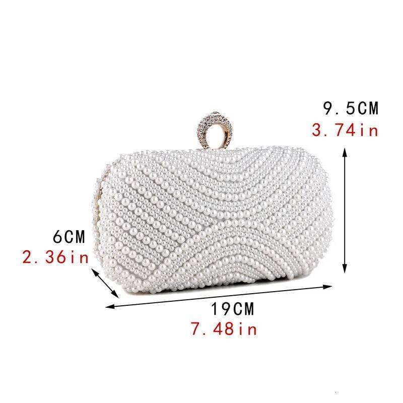 Beading Women Evening Bags Vintage Small Chain Shoulder Pearl Dias Metal Ladies Clutch Handbags