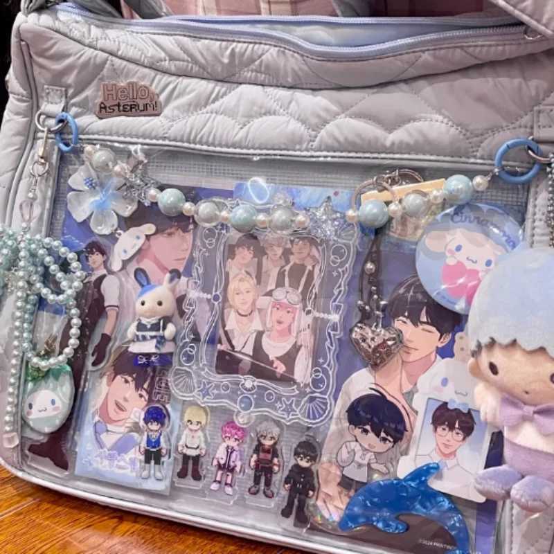 Italife Blue Chain Stars Pearls Double Chains Ita bag Accessories Pink DIY Candy Shining Star Chain Anime ItaBag Decoration H335 XJ250607