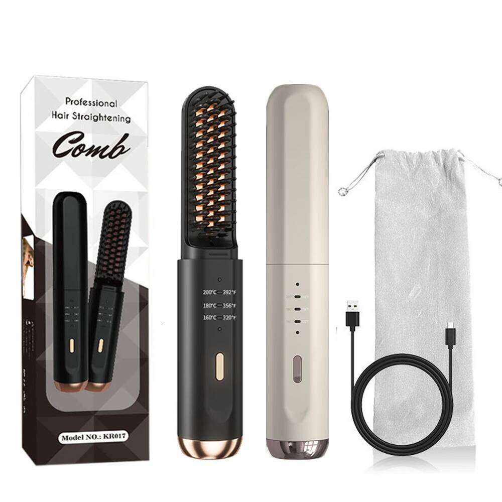 Women's Electric Brushes Beard Cordless Hair Straightener Brush Negative Ions Wireless Comb Iron For Travel