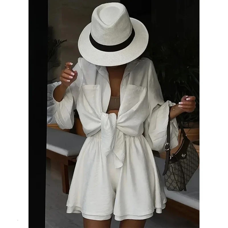 Casual Loose Short Sets for Women 2 Piece Sets Womens Outfits Spa Holiday Baggy Fashion Shorts Suits Woman Summer Good-looking 250605