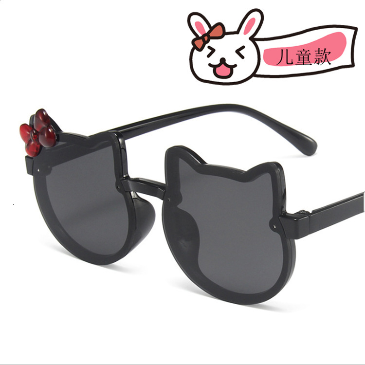 New Two-Ear Colorful Bowknot Shiny Children's Sunglasses Fashion Glasses for Boys and Girls