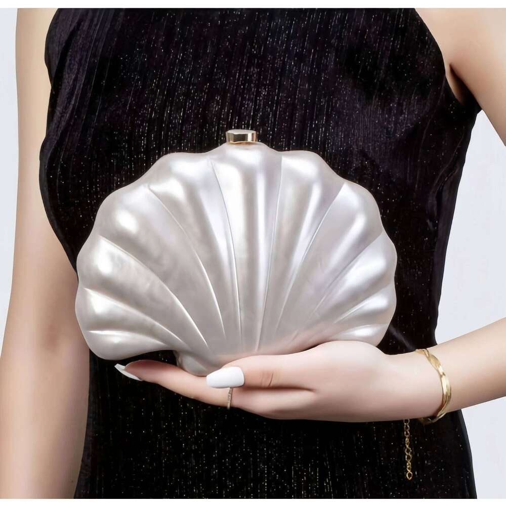 2025 Acrylic Shape Clutch Bags Women Designer Evening Party Cute Purse White Shell Handbag Chain Shoulder Bag Beach