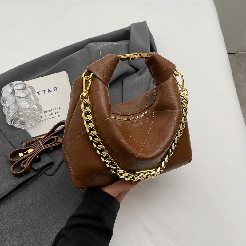 designer Vintage Lunch Box Underarm Small Bag for Women 2025 New Thick Chain Bag Fashion Handbag Shoulder Bag Casual Crossbody Bag