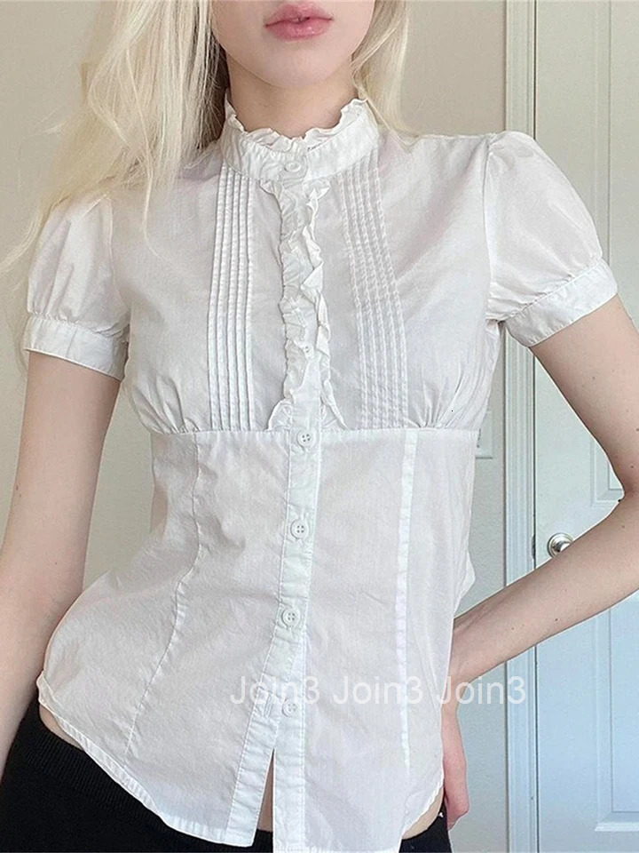 Womens Blouse Stylish Short Sleeve V-neck Solid Color Button Down Shirt Casual Summer Top with Fit