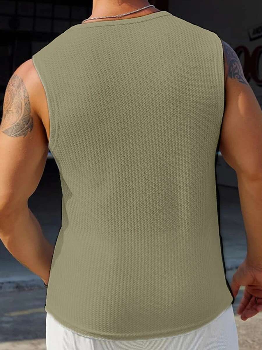 Mens Ribbed Knit Tank Tops in Solid Colors for Casual Wear Sleeveless T-shirt for Workout and Bodybuilding Streetwear Style