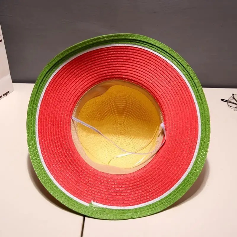 Women bucket hat Watermelon fruit straw hat casual fashion basin hat sun protection hat 250606